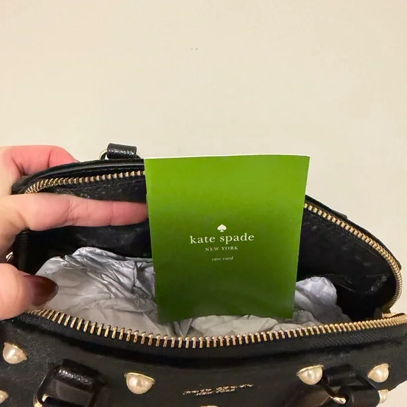 Kate Spade Bag | Black Velvet with Pearls - Picture 3 of 5